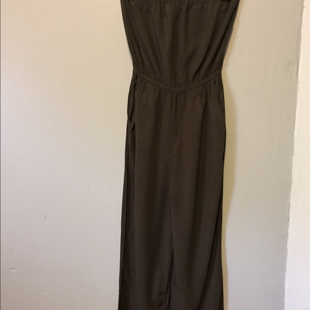 Forest green strapless jumpsuit